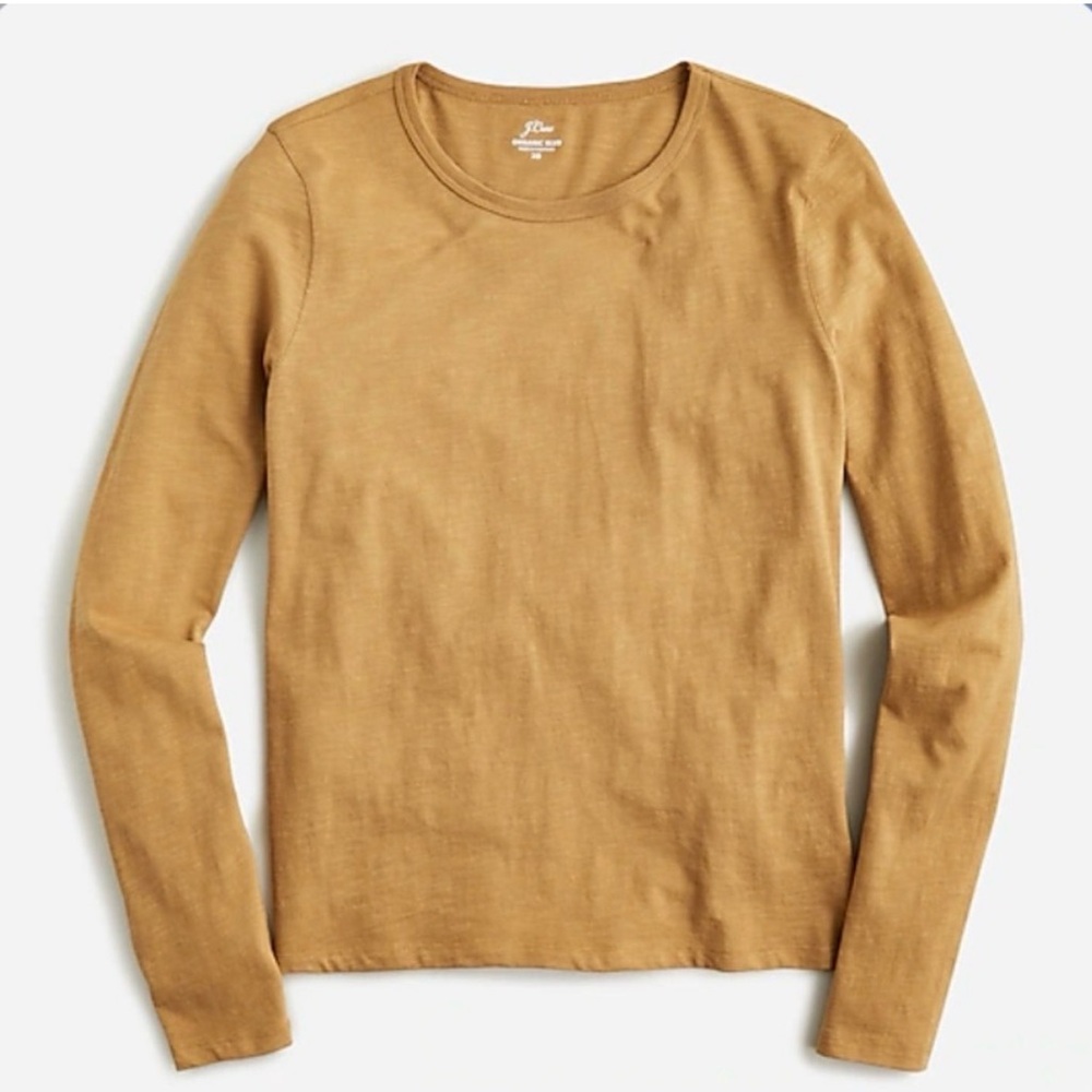 J. Crew Women's Long Sleeve Crewneck Tee 100% organic slub cotton tee